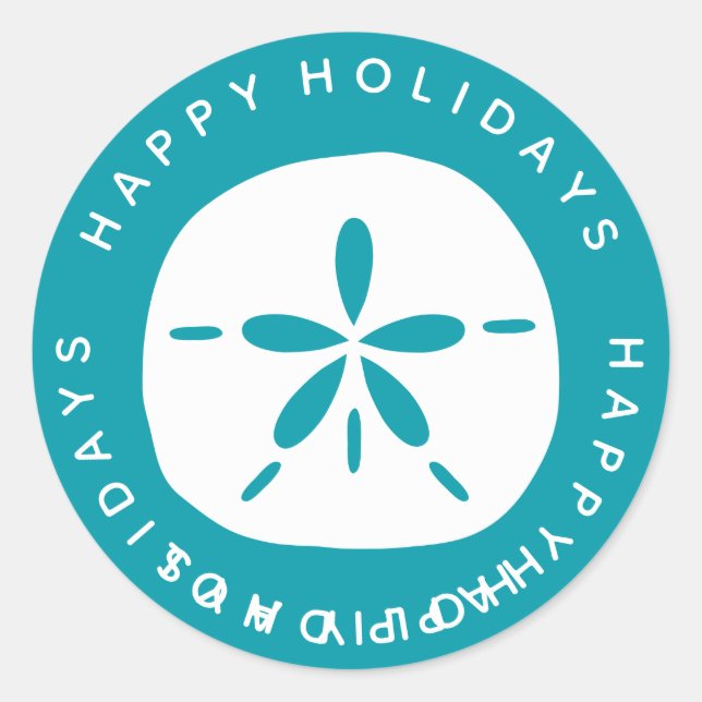 Küste Weihnachten Sand Dollar Runder Aufkleber (Vorderseite)
