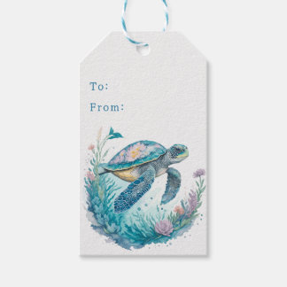 Küste Weihnachtssee Schildkröte Wasserfarbe Geschenkanhänger