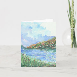 Küstelandschaftswatercolor-Raum-Mitteilungskarten Karte