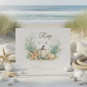 Küsten-Herbst-Meeresmuschel-Kürbis-Hochzeit RSVP Karte