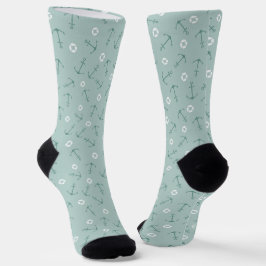 Küsten-Marine-Anker-Muster auf weichem Aqua-Seetan Socken