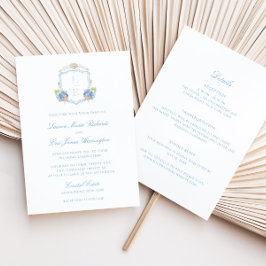 Küsten-Monogramm-Wappen Hochzeit Alles-in-Einem Einladung