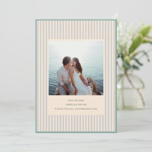 Küsten-Sage-Streifen Foto Stylische Trend-Hochzeit Save The Date