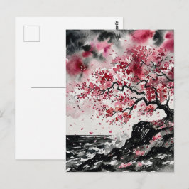 Küsten-Sakura - Aquarell-Stil Kirschblüten Postkarte