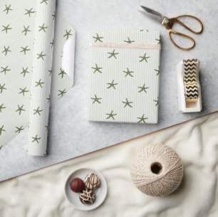 Küsten-Seestern & Streifen Mediterranes Tiefes Oli Geschenkpapier