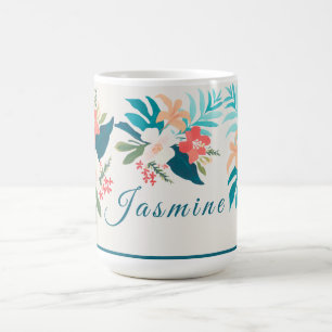 Küsten-Sommer-Zitrus- und Blumenaquarell Kaffeetasse