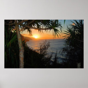 Küsten-Sonnenuntergang Kauai-Na Pali Poster