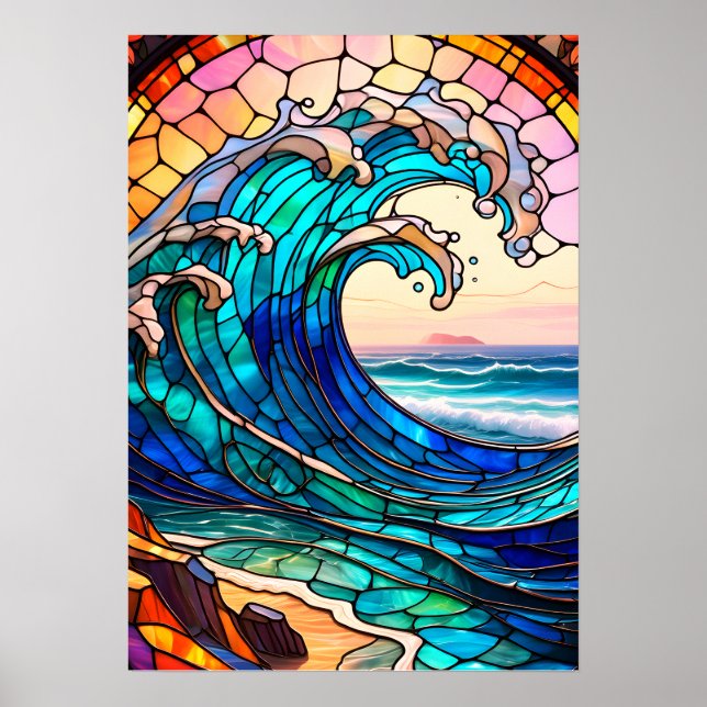 Küsten-Stained-Glass-Kunstposter Poster (Vorne)