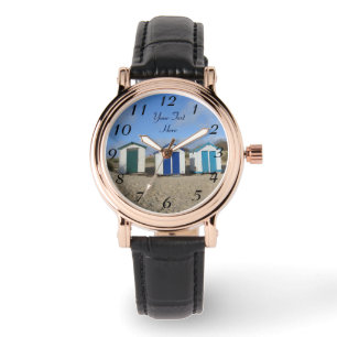 Küsten-Strandhütten des Sandes der blauen Himmel Armbanduhr