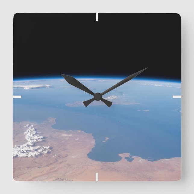 Küsten Tunesiens und Libyens und Insel Sizilien Quadratische Wanduhr (Vorderseite)