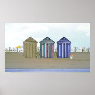 Küsten-und Strand-Hütten-Kunst-Plakat Poster