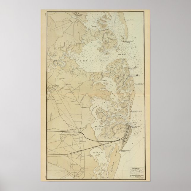 Küstenabschnitt Tuckerton bis Absecon Beach Chart  Poster (Vorne)