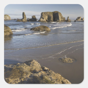 Küstenansichten, Bandon, Oregon Quadratischer Aufkleber