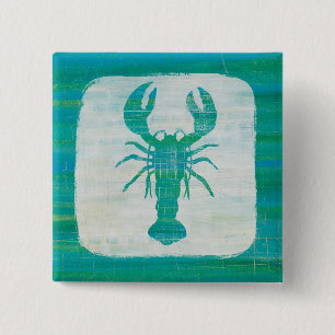 Küstenaqua-Hummer der kunst- Button