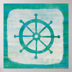 Küstenaqua-Lenkrad der kunst- Poster