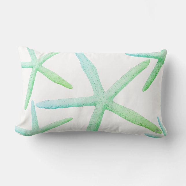 Küstenartmodischer Starfish-blaues Grün-Strand Lendenkissen (Vorderseite)