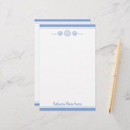 Küstenblau und Scallop Seashells Personalisiert Briefpapier