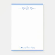 Küstenblau und Scallop Seashells Personalisiert