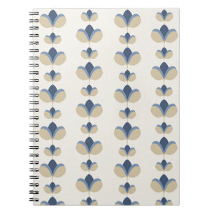 Küstenblaue geometrische Blumenstreifenmuster Notizblock