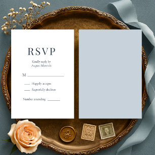 Küstenblaue minimalistische Hochzeits-RSVP RSVP Karte