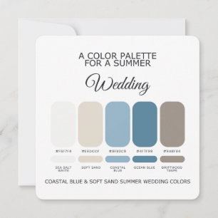 Küstenblaue weiche Sand-Sommer-Hochzeitspalette Ka Einladung