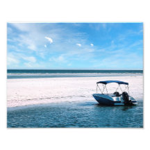 Küstenboot-Wandkunst Minimalistischer Ozean Blau