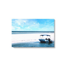 Küstenboot-Wandkunst Minimalistischer Ozean Blau