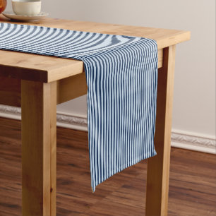 Küstenbrise Feine Ticking Navy Blau Kurzer Tischläufer