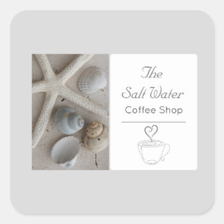 Küstencafé-Unternehmensbranding Quadratischer Aufkleber