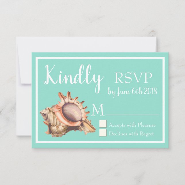 Küstenconch Seashell & Sea Glass Green UAWG RSVP Karte (Vorderseite)
