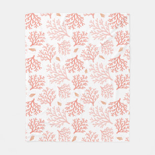 Küstencoral- und Muschel-Fleece-Decke   Elegant  Fleecedecke