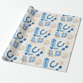 Küstencowgirl Blau Geschenk Geschenkpapier