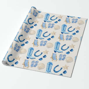 Küstencowgirl Blau Geschenk Geschenkpapier