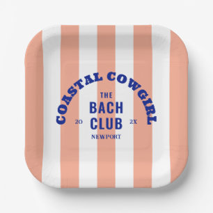 Küstencowgirl Der Bach-Club Rosa Cabana Streifen Pappteller