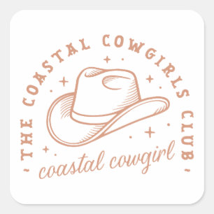 Küstencowgirl Western Strand Country Mädchen braun Quadratischer Aufkleber