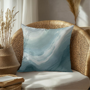 Küstendesign mit blauen, grünen und weißen Ozeanwe Kissen