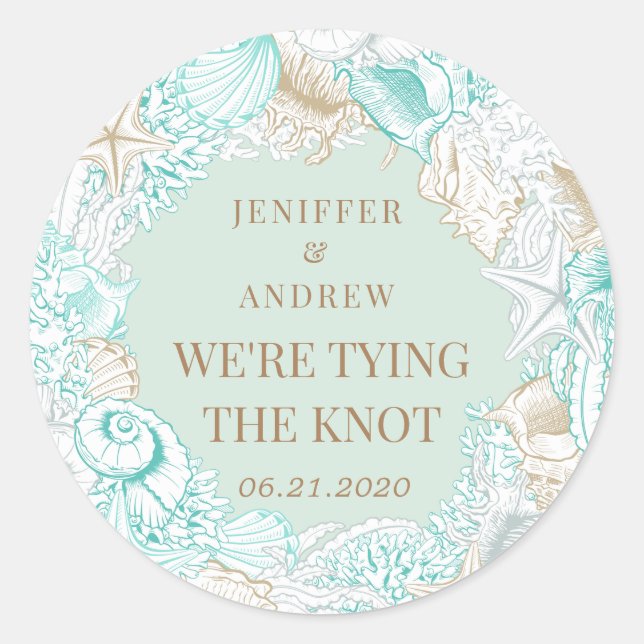 Küstenebene Save the Date Monogramm Runder Aufkleber (Vorderseite)