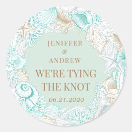 Küstenebene Save the Date Monogramm Runder Aufkleber