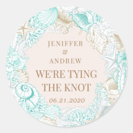Küstenebene Save the Date Monogramm Runder Aufkleber