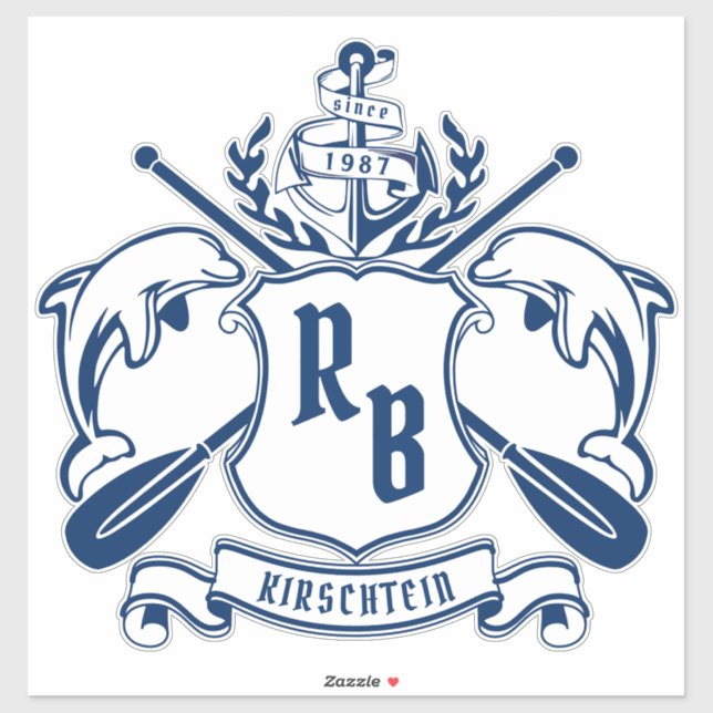 Küstenemblem-Delphine Anker-Ohr-Schild Aufkleber (Blatt)