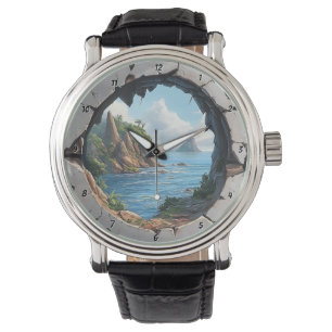 Küstenflucht" - Nautisches gebrochenes Fenster Armbanduhr