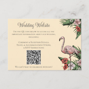 Küstengelb Flamingo Hochzeit QR Karte