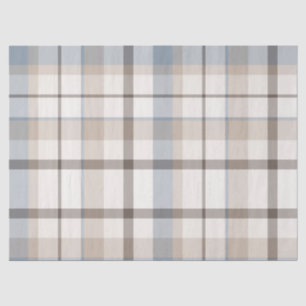 Küstengemachter Powder Blau Braun Tartan Kariert Seidenpapier