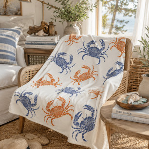 Küstengestaltetes blaues und oranges Mandala-Krabb Sherpadecke