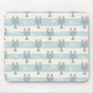 Küstengestaltung mit blauen Hummer-Streifenmuster Mousepad