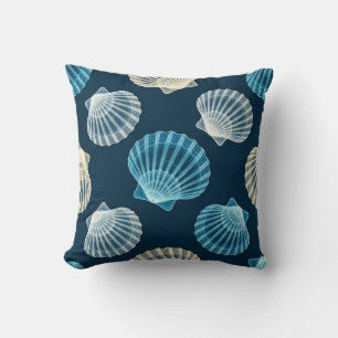 Küstengestaltung mit blauen und weißen Muscheln Kissen