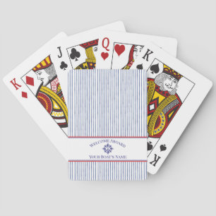 Küstengestreiftes Monogramm-Bootnamensdesign Spielkarten
