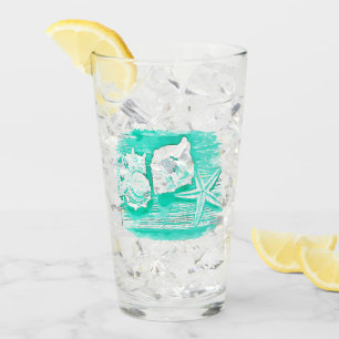 Küstengewässerfarbe aquamarine Muschelstäbchen Glas