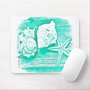 Küstengewässerfarbe aquamarine Muschelstäbchen Mousepad