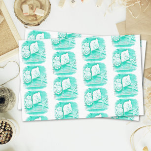 Küstengewässerfarbe aquamarine Muschelstäbchen Seidenpapier